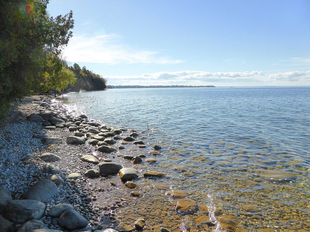 Lake Simcoe shoreline at Sibbald Point Provincial Park in Georgina